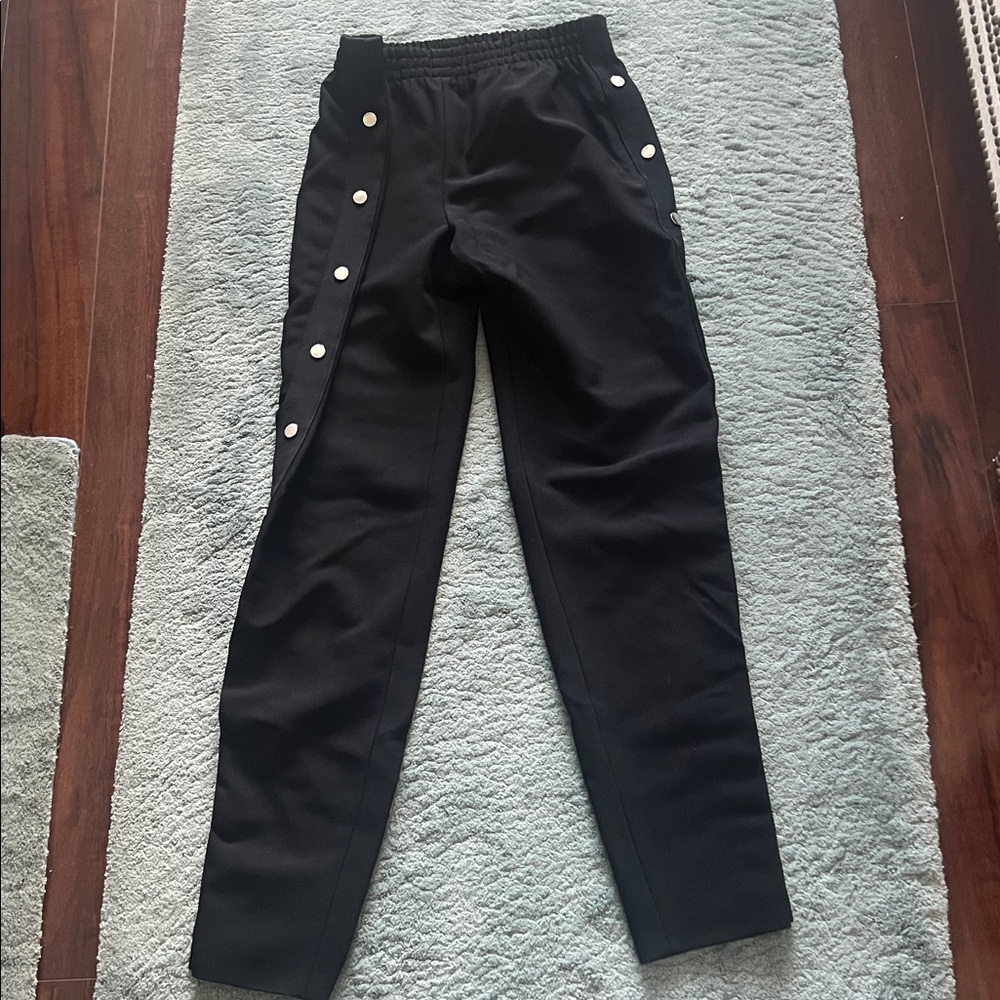 Maje Black Track Pants with Button Accents